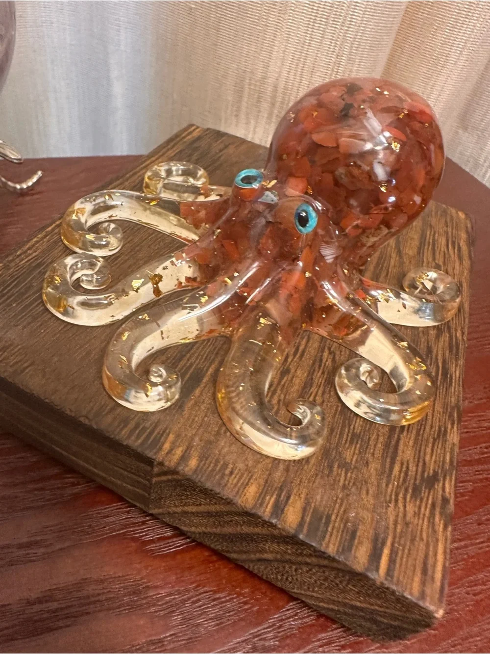 Resin and Red Jasper Crystal Chips Octopus Sculpture - Picture 11 of 12